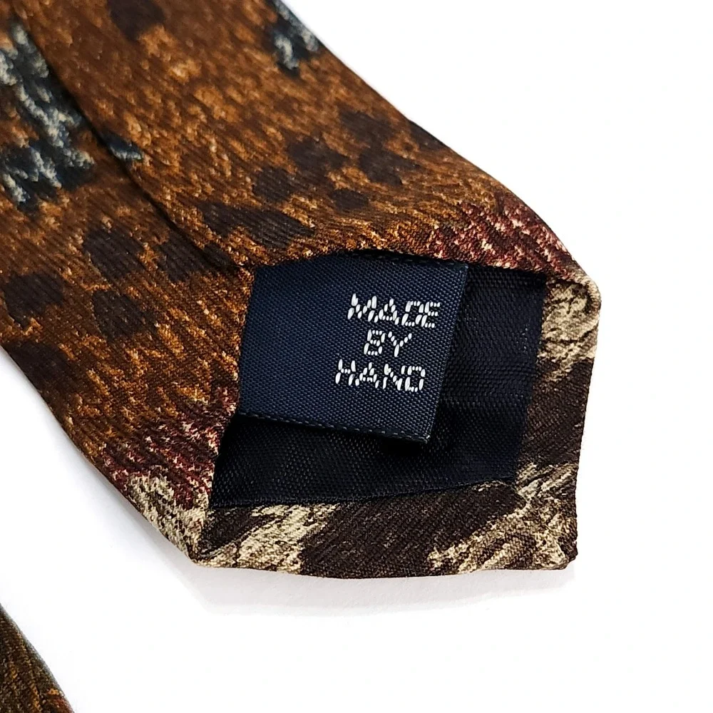 Vintage 90s Polo Ralph Lauren  Pheasant Bird Silk Neck Tie Brown Hand Made USA